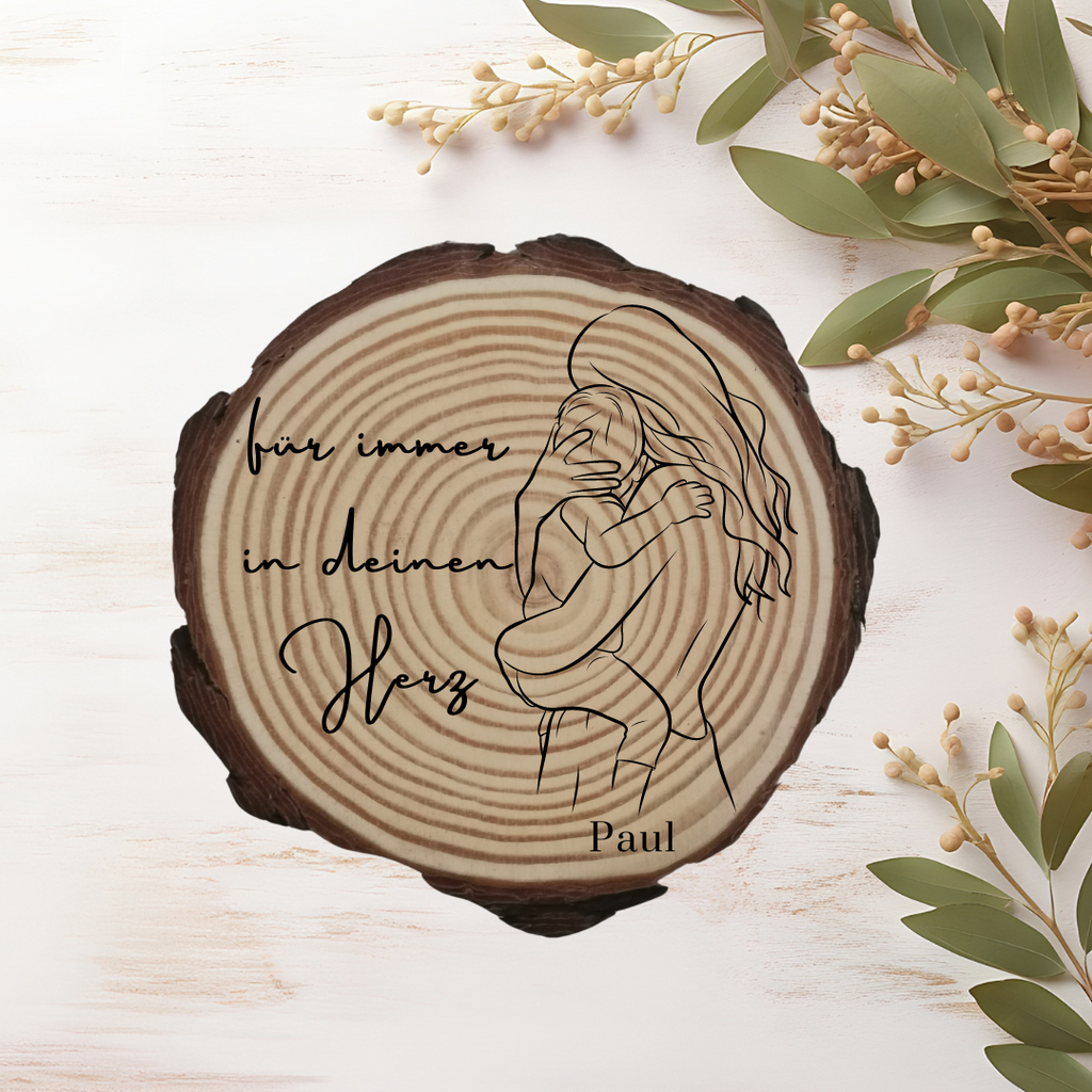 Gravierte Holzscheibe "Mama" – Geschenk aus Naturholz mit Spruch | Personalisiertes Muttertagsgeschenk | Deko für Mama