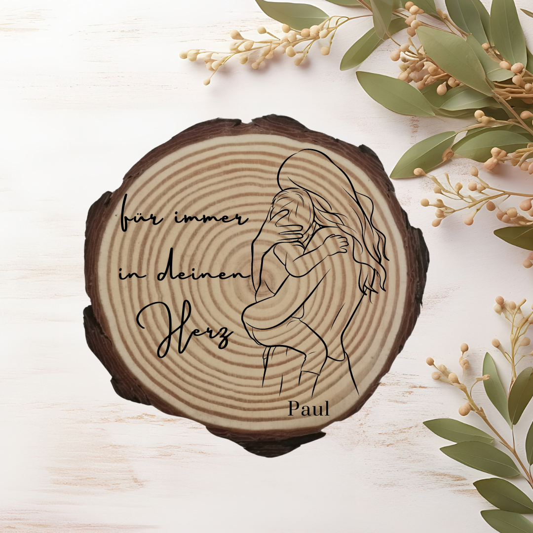 Gravierte Holzscheibe "Mama" – Geschenk aus Naturholz mit Spruch | Personalisiertes Muttertagsgeschenk | Deko für Mama