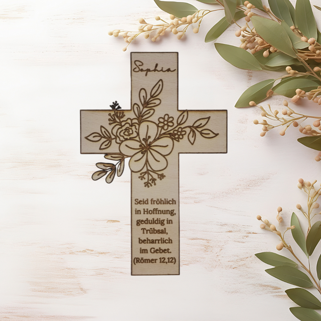 Personalisiertes Holzkreuz zur Taufe – Taufgeschenk mit Namen & Datum – Geschenk zur Geburt, Tauferinnerung, christliches Kinderzimmer-Deko