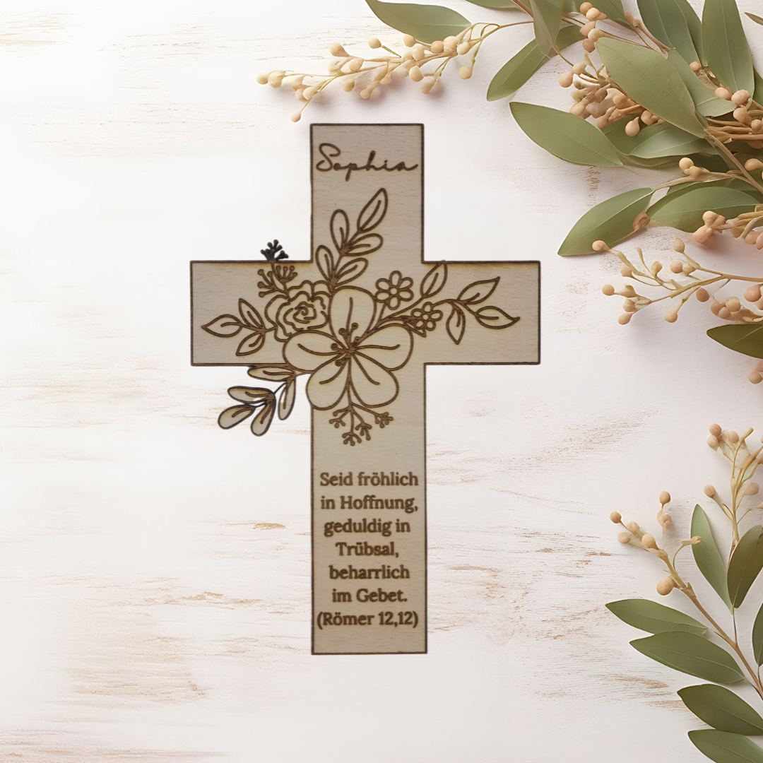 Personalisiertes Holzkreuz zur Taufe – Taufgeschenk mit Namen & Datum – Geschenk zur Geburt, Tauferinnerung, christliches Kinderzimmer-Deko