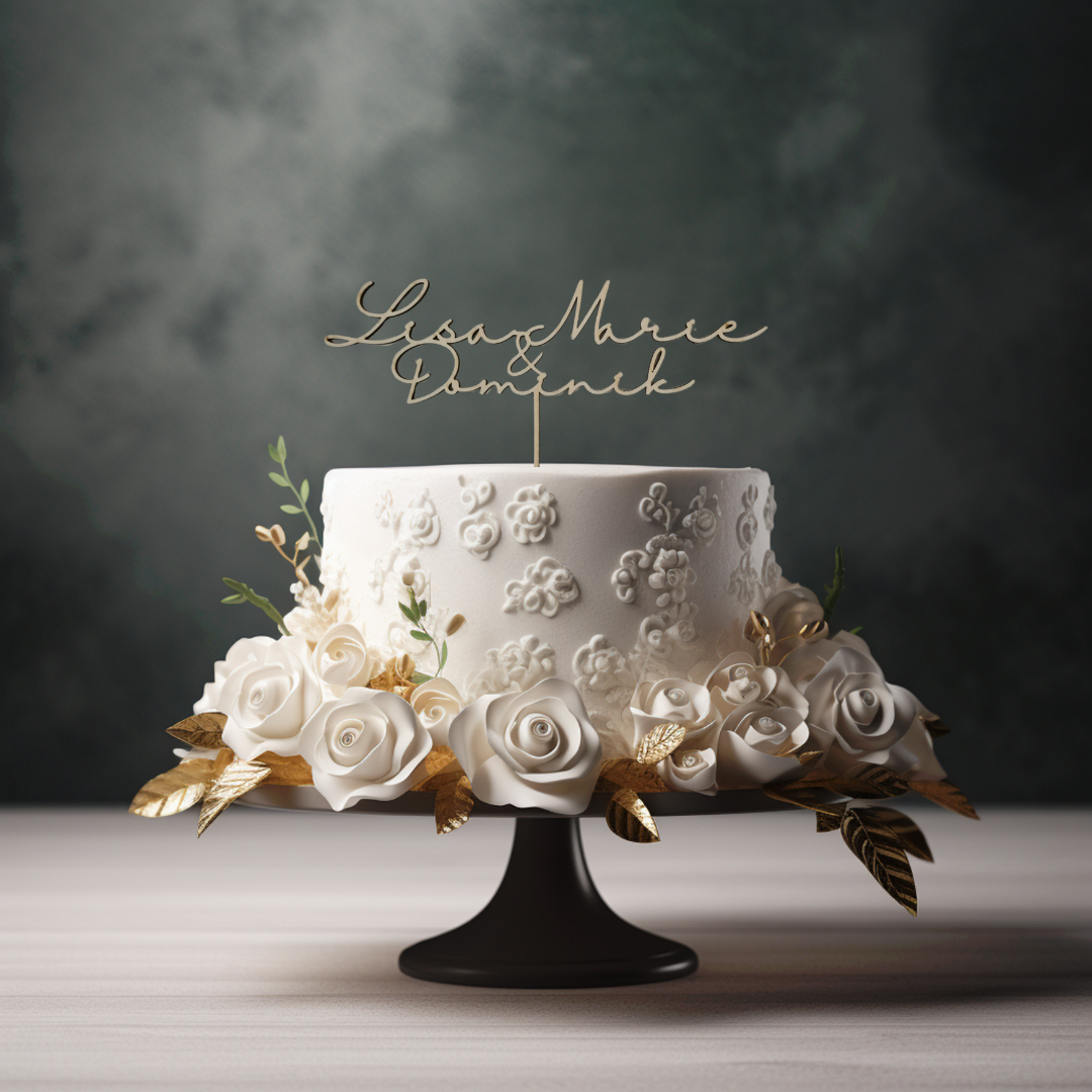 Personalisierter Caketopper Hochzeit –  mit Namen – Tortenaufsatz Holz oder Acryl – Hochzeitsdekoration individuell
