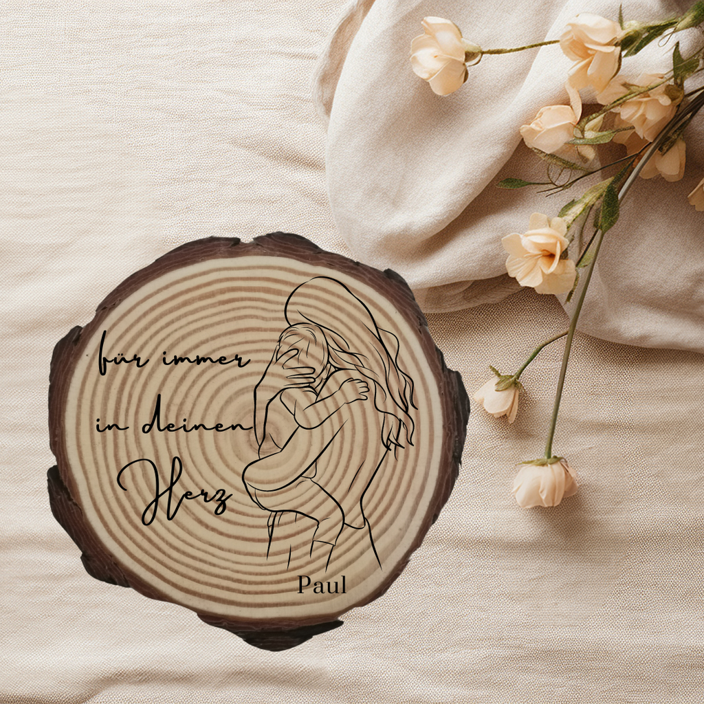 Gravierte Holzscheibe "Mama" – Geschenk aus Naturholz mit Spruch | Personalisiertes Muttertagsgeschenk | Deko für Mama