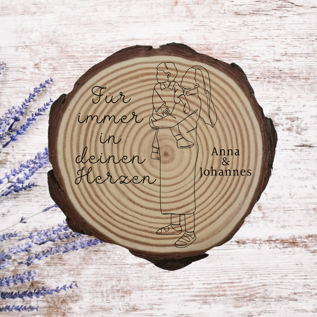 Gravierte Holzscheibe "Mama" – Geschenk aus Naturholz mit Spruch | Personalisiertes Muttertagsgeschenk | Deko für Mama