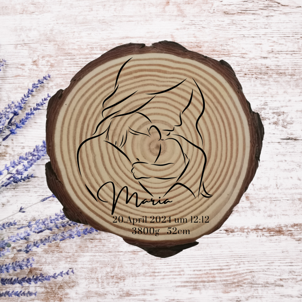 Gravierte Holzscheibe "Mama" – Geschenk aus Naturholz mit Spruch | Personalisiertes Muttertagsgeschenk | Deko für Mama