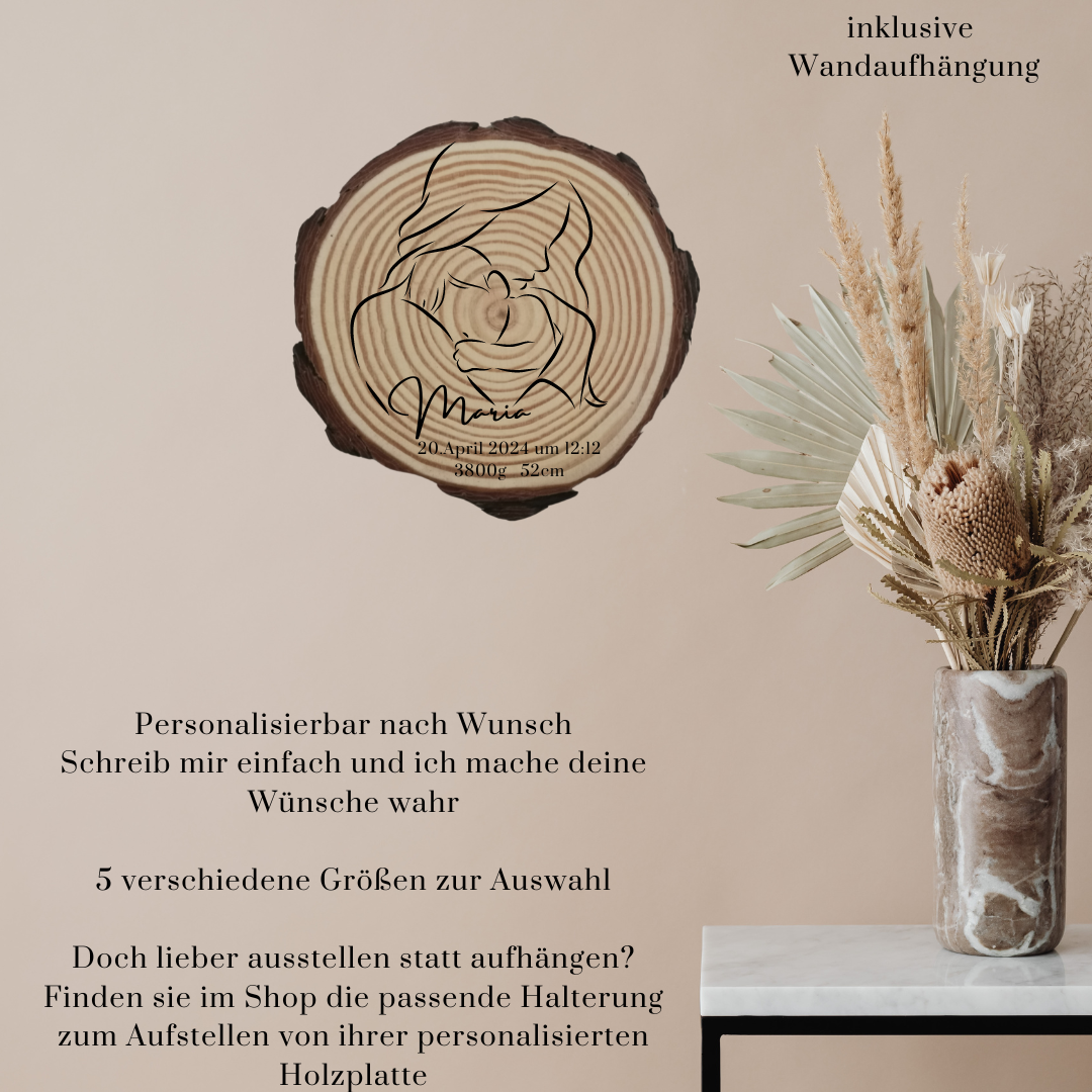 Gravierte Holzscheibe "Mama" – Geschenk aus Naturholz mit Spruch | Personalisiertes Muttertagsgeschenk | Deko für Mama