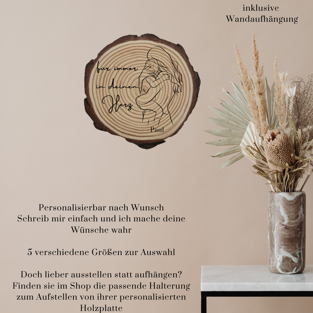 Gravierte Holzscheibe "Mama" – Geschenk aus Naturholz mit Spruch | Personalisiertes Muttertagsgeschenk | Deko für Mama