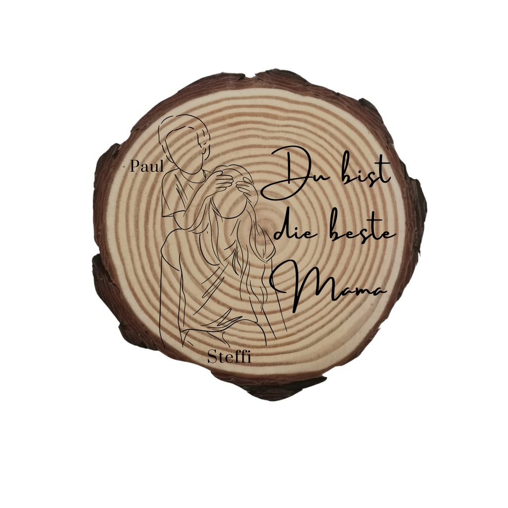 Gravierte Holzscheibe "Mama" – Geschenk aus Naturholz mit Spruch | Personalisiertes Muttertagsgeschenk | Deko für Mama