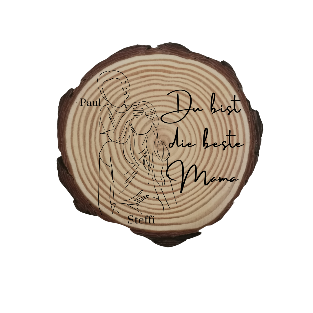 Gravierte Holzscheibe "Mama" – Geschenk aus Naturholz mit Spruch | Personalisiertes Muttertagsgeschenk | Deko für Mama