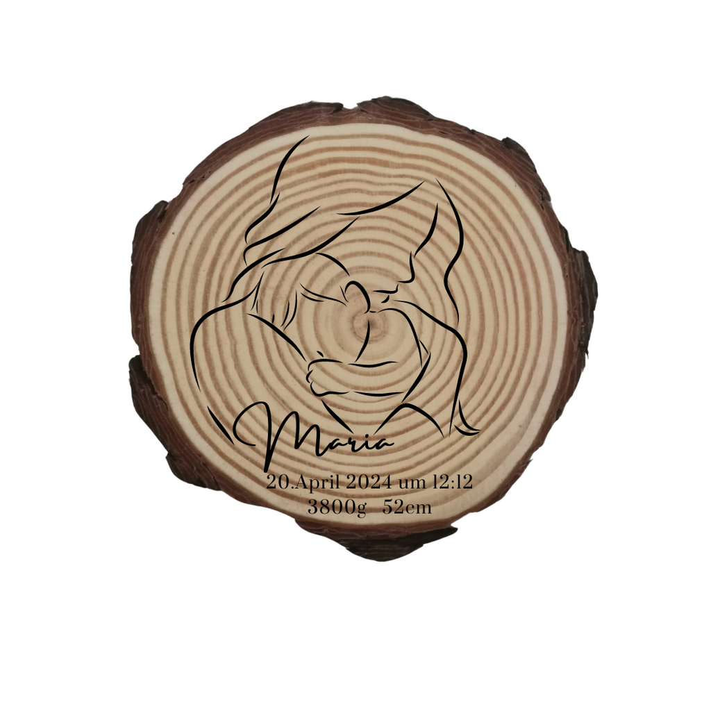 Gravierte Holzscheibe "Mama" – Geschenk aus Naturholz mit Spruch | Personalisiertes Muttertagsgeschenk | Deko für Mama