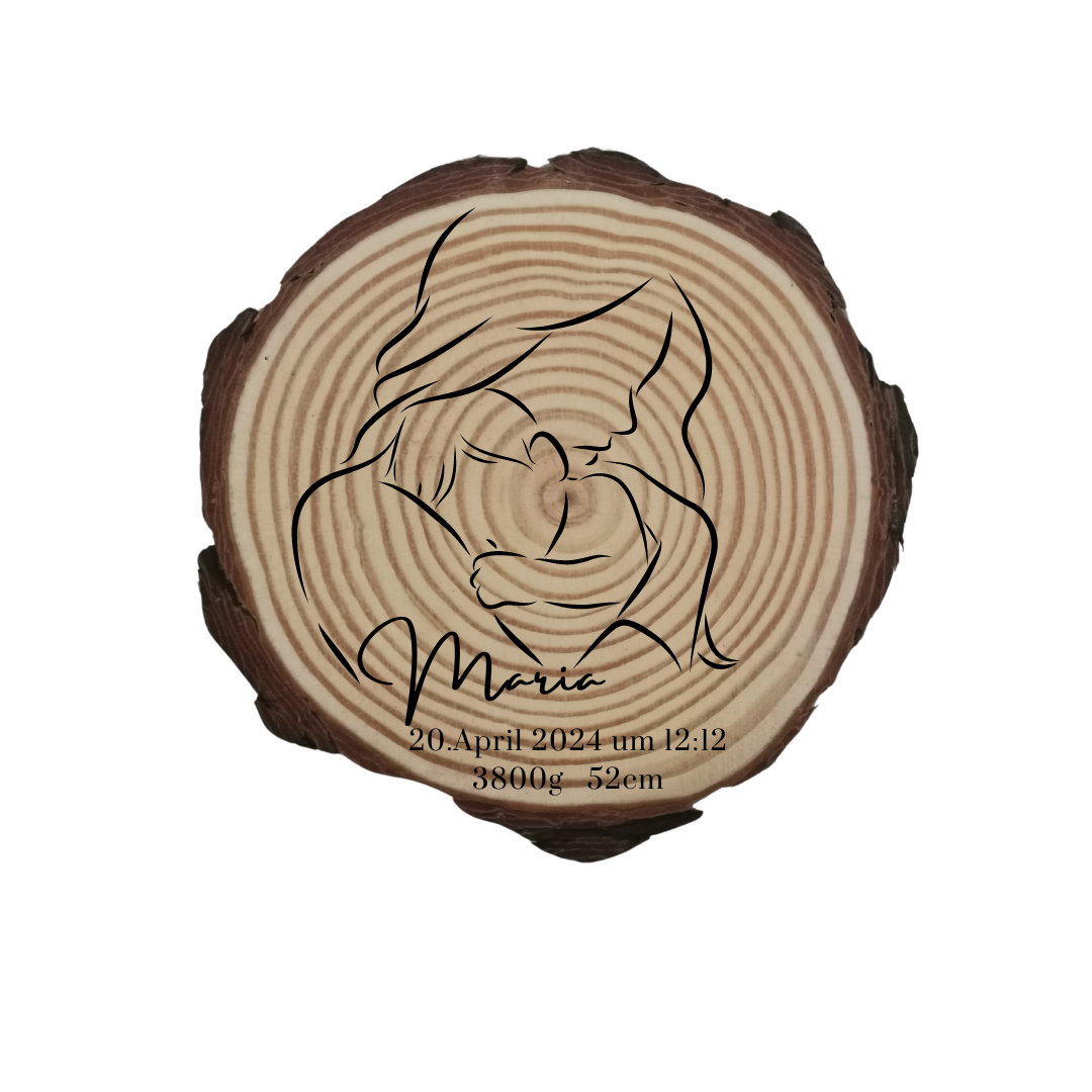 Gravierte Holzscheibe "Mama" – Geschenk aus Naturholz mit Spruch | Personalisiertes Muttertagsgeschenk | Deko für Mama