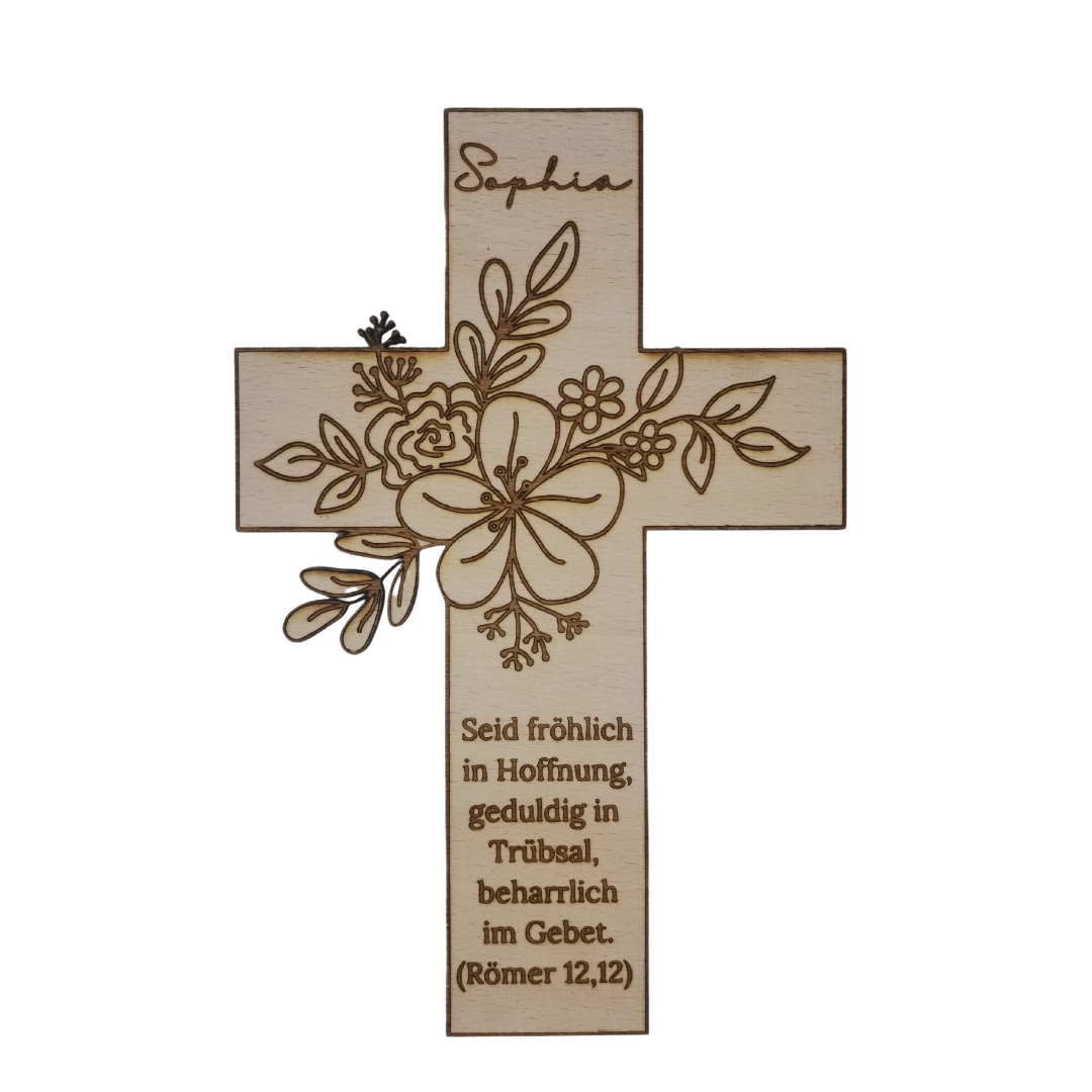 Personalisiertes Holzkreuz zur Taufe – Taufgeschenk mit Namen & Datum – Geschenk zur Geburt, Tauferinnerung, christliches Kinderzimmer-Deko