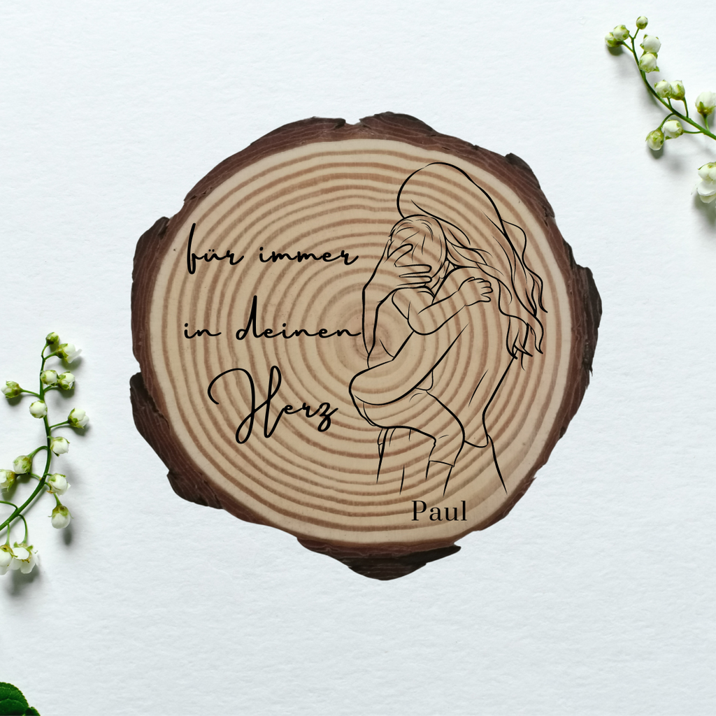 Gravierte Holzscheibe "Mama" – Geschenk aus Naturholz mit Spruch | Personalisiertes Muttertagsgeschenk | Deko für Mama