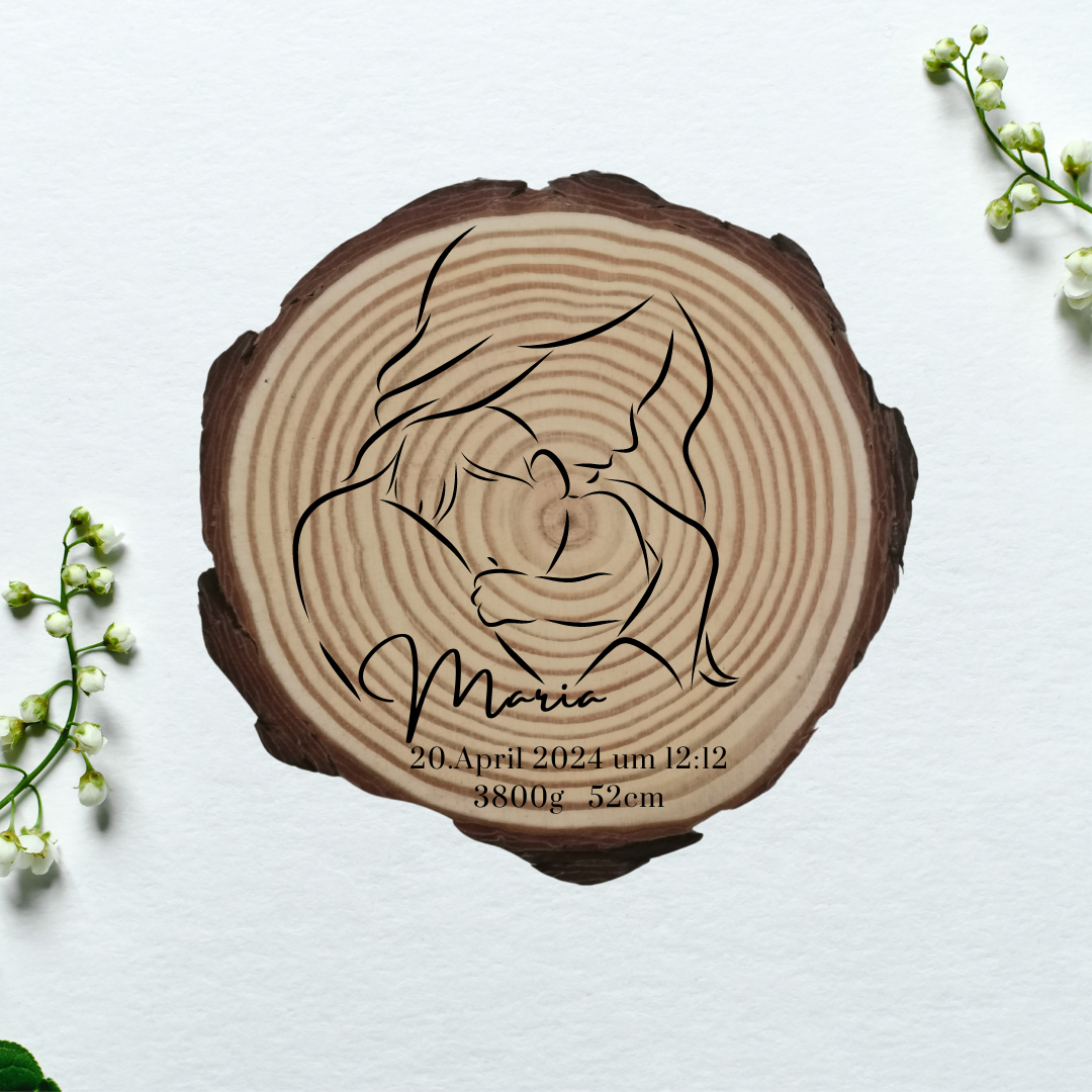 Gravierte Holzscheibe "Mama" – Geschenk aus Naturholz mit Spruch | Personalisiertes Muttertagsgeschenk | Deko für Mama