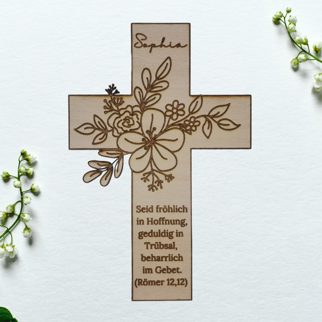 Personalisiertes Holzkreuz zur Taufe – Taufgeschenk mit Namen & Datum – Geschenk zur Geburt, Tauferinnerung, christliches Kinderzimmer-Deko