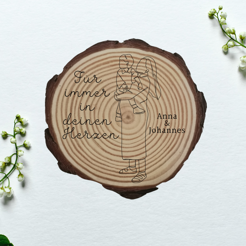 Gravierte Holzscheibe "Mama" – Geschenk aus Naturholz mit Spruch | Personalisiertes Muttertagsgeschenk | Deko für Mama