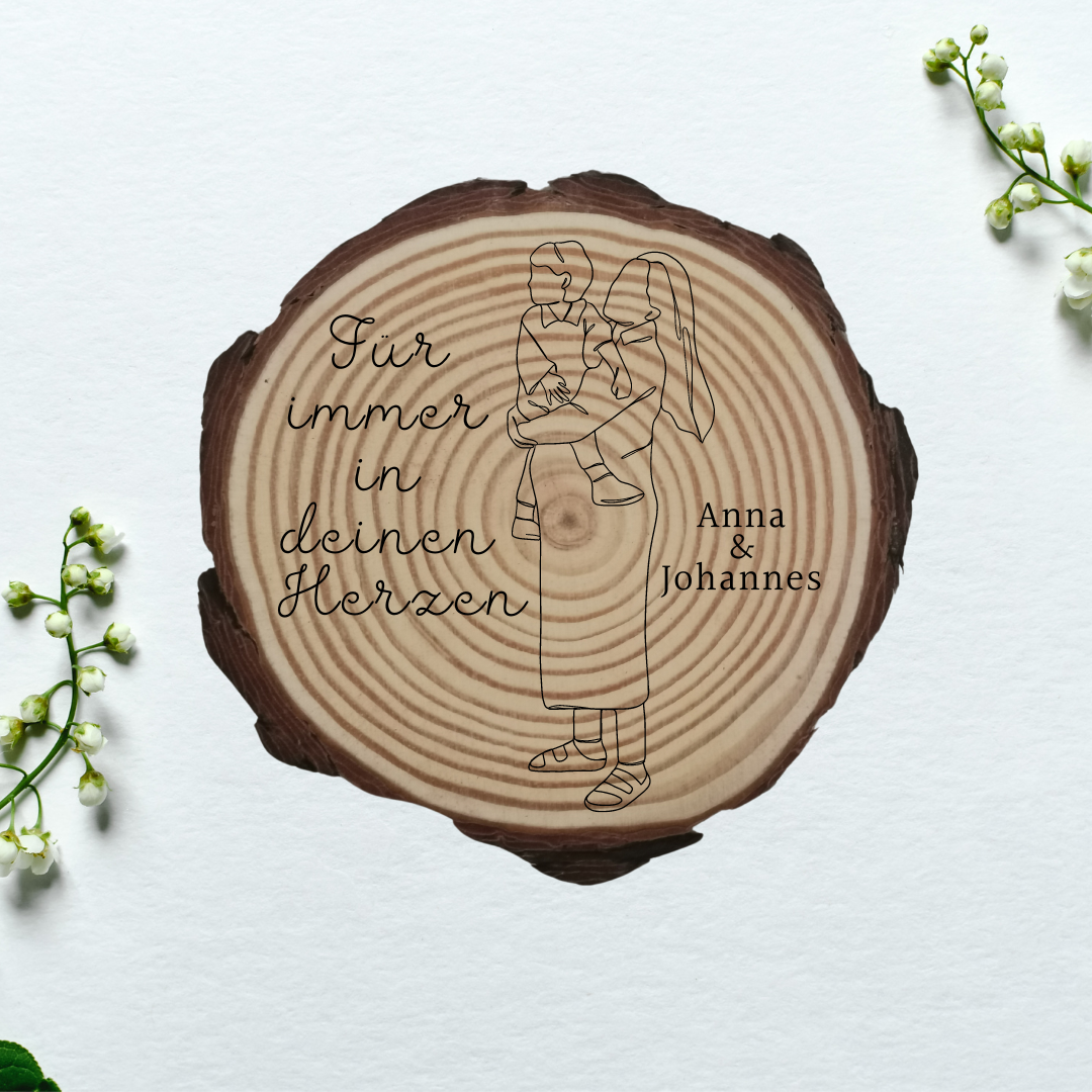 Gravierte Holzscheibe "Mama" – Geschenk aus Naturholz mit Spruch | Personalisiertes Muttertagsgeschenk | Deko für Mama