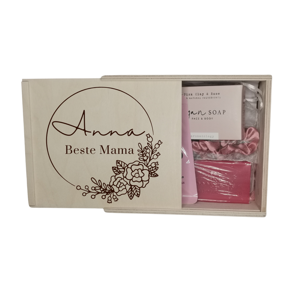 Beauty Geschenkbox aus Holz – gefüllte Wellnessbox – Geschenk für Frauen – personalisierte Spa Box – Selfcare Set – Geschenkidee