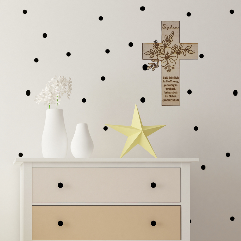 Personalisiertes Holzkreuz zur Taufe – Taufgeschenk mit Namen & Datum – Geschenk zur Geburt, Tauferinnerung, christliches Kinderzimmer-Deko
