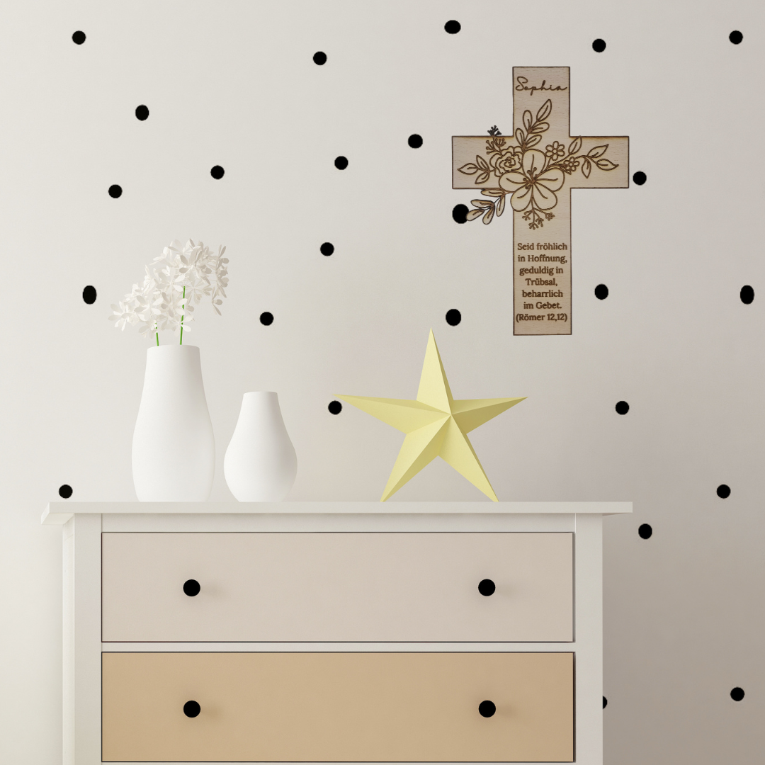 Personalisiertes Holzkreuz zur Taufe – Taufgeschenk mit Namen & Datum – Geschenk zur Geburt, Tauferinnerung, christliches Kinderzimmer-Deko