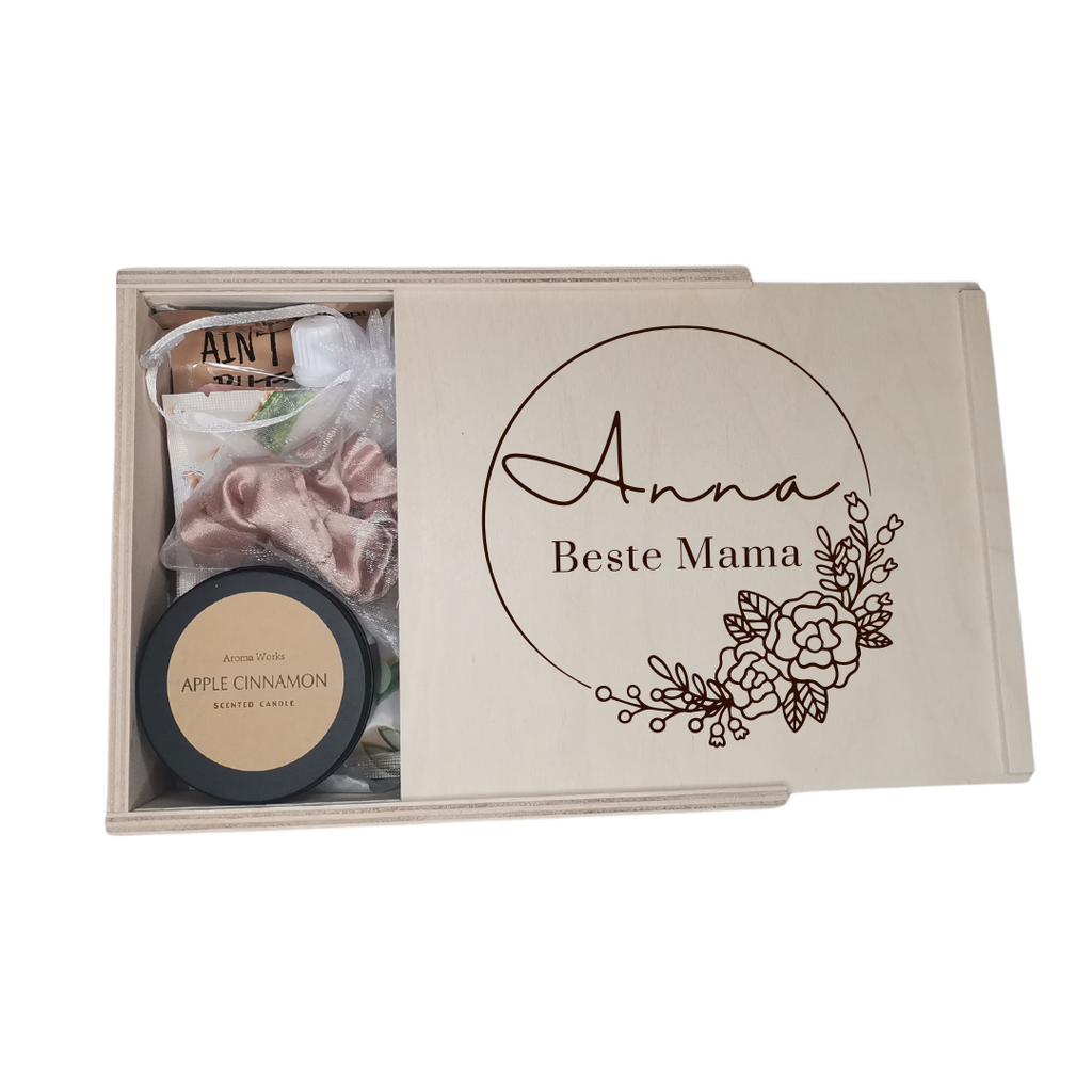 Beauty Geschenkbox aus Holz – gefüllte Wellnessbox – Geschenk für Frauen – personalisierte Spa Box – Selfcare Set – Geschenkidee