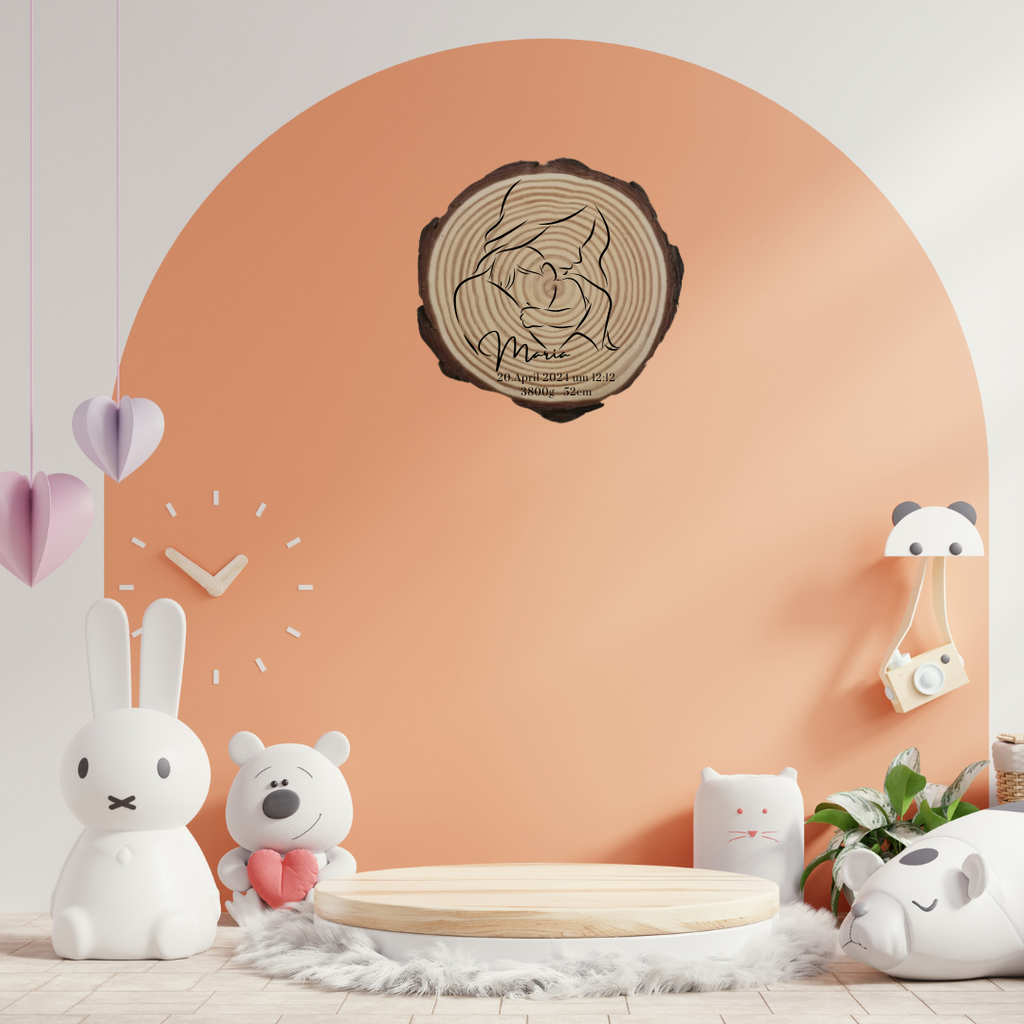 Gravierte Holzscheibe "Mama" – Geschenk aus Naturholz mit Spruch | Personalisiertes Muttertagsgeschenk | Deko für Mama