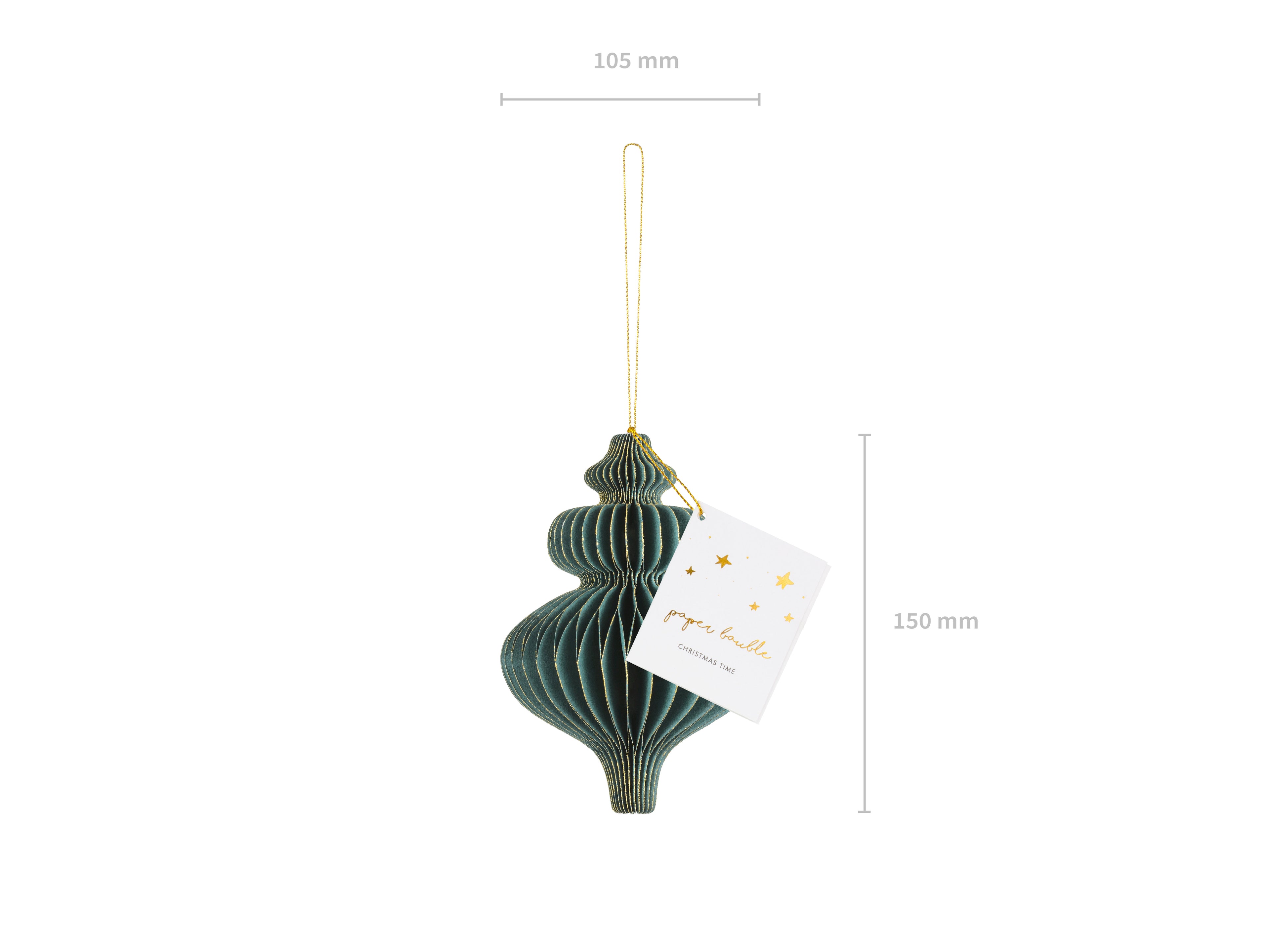 Waben‑Papierornament „Sopelek“ – Flaschengrün, 10 × 15 cm | Honeycomb Hängedeko für Weihnachten, Party & Zuhause
