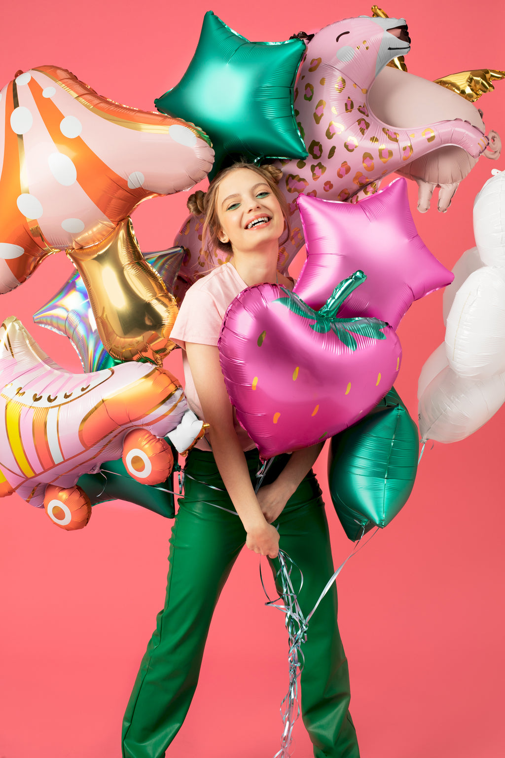 Pilz‑Folienballon – 66 × 75 cm | Matter Mushroom Ballon im Farbmix mit goldenem Metallic‑Print | Für Luft & Helium