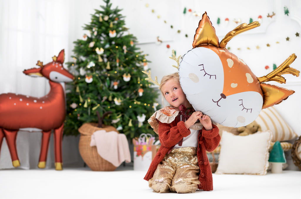 Hirsch‑Folienballon – 73 × 64 cm | Weihnachts‑ & Winterdeko | Helium oder Luft, Farbmix