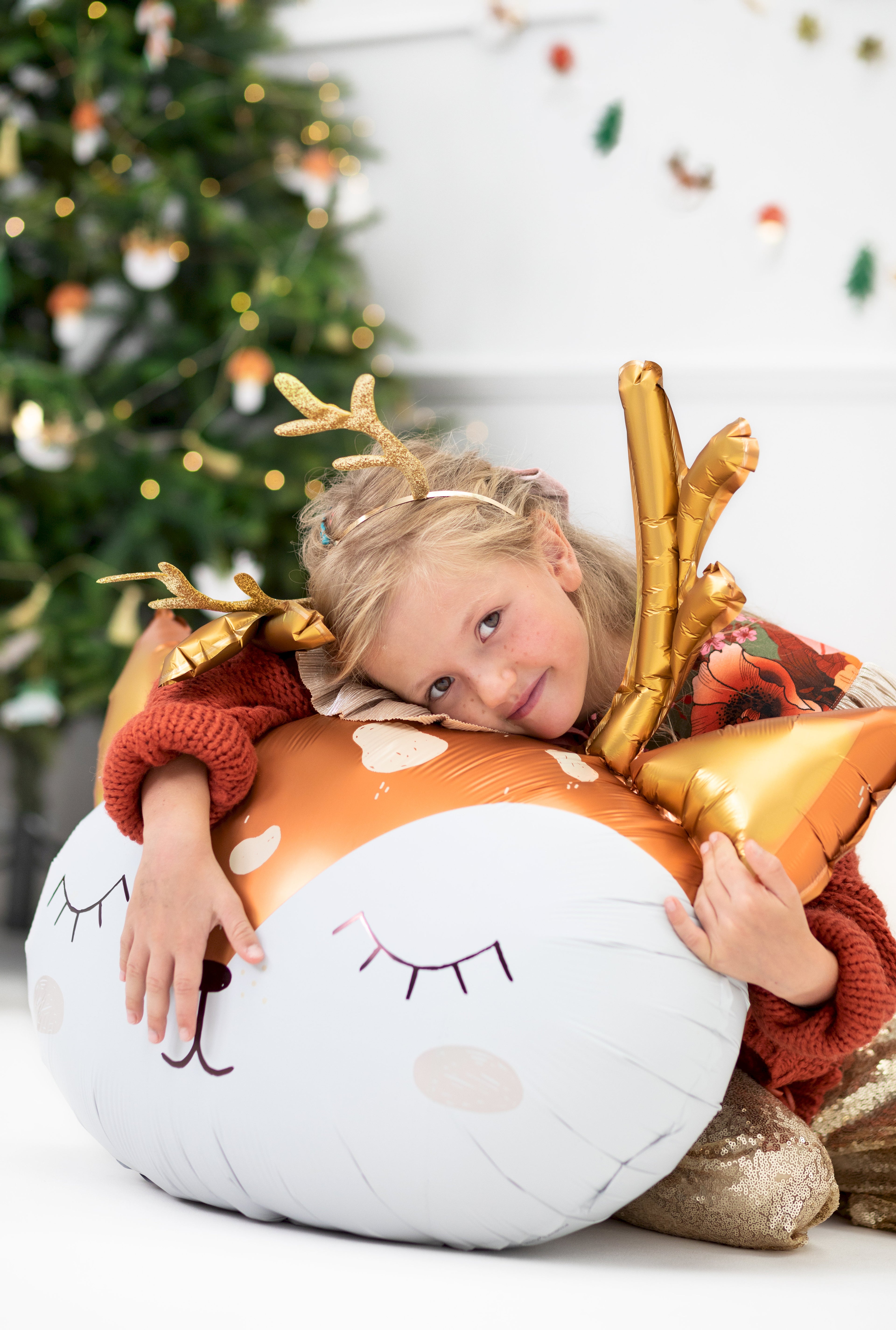 Hirsch‑Folienballon – 73 × 64 cm | Weihnachts‑ & Winterdeko | Helium oder Luft, Farbmix