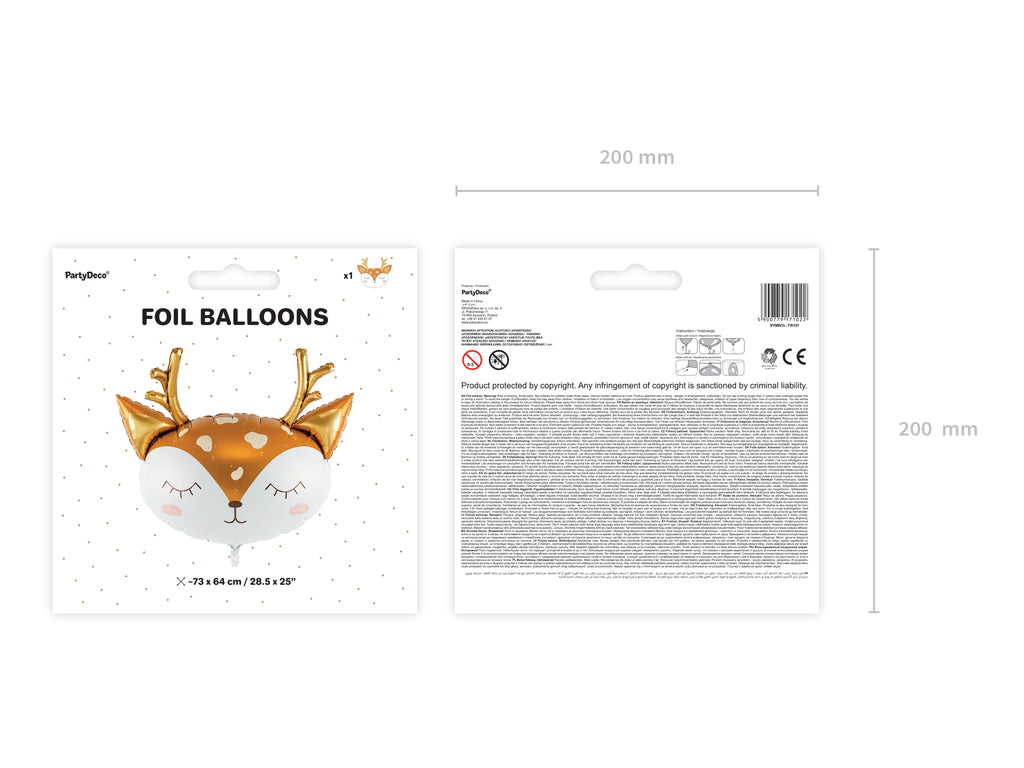 Hirsch‑Folienballon – 73 × 64 cm | Weihnachts‑ & Winterdeko | Helium oder Luft, Farbmix