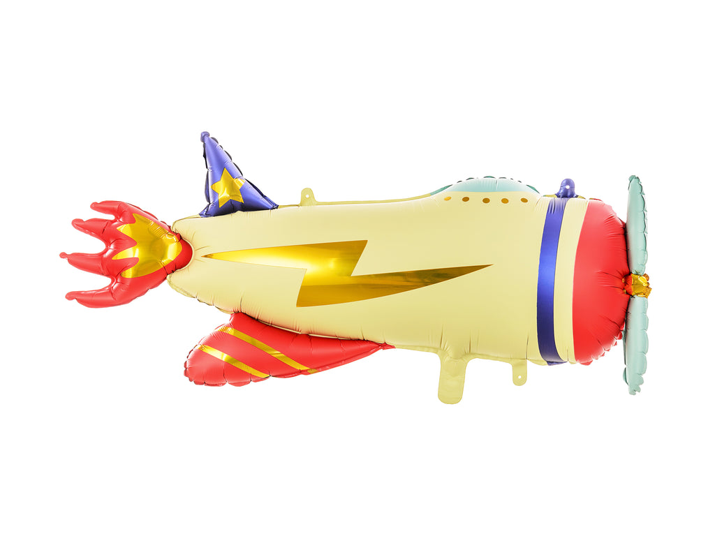 Flugzeug‑Folienballon – 91 × 39 cm | Matter Motivballon im Farbmix | Für Helium & Luft | Kindergeburtstag & Reise‑Mottoparty