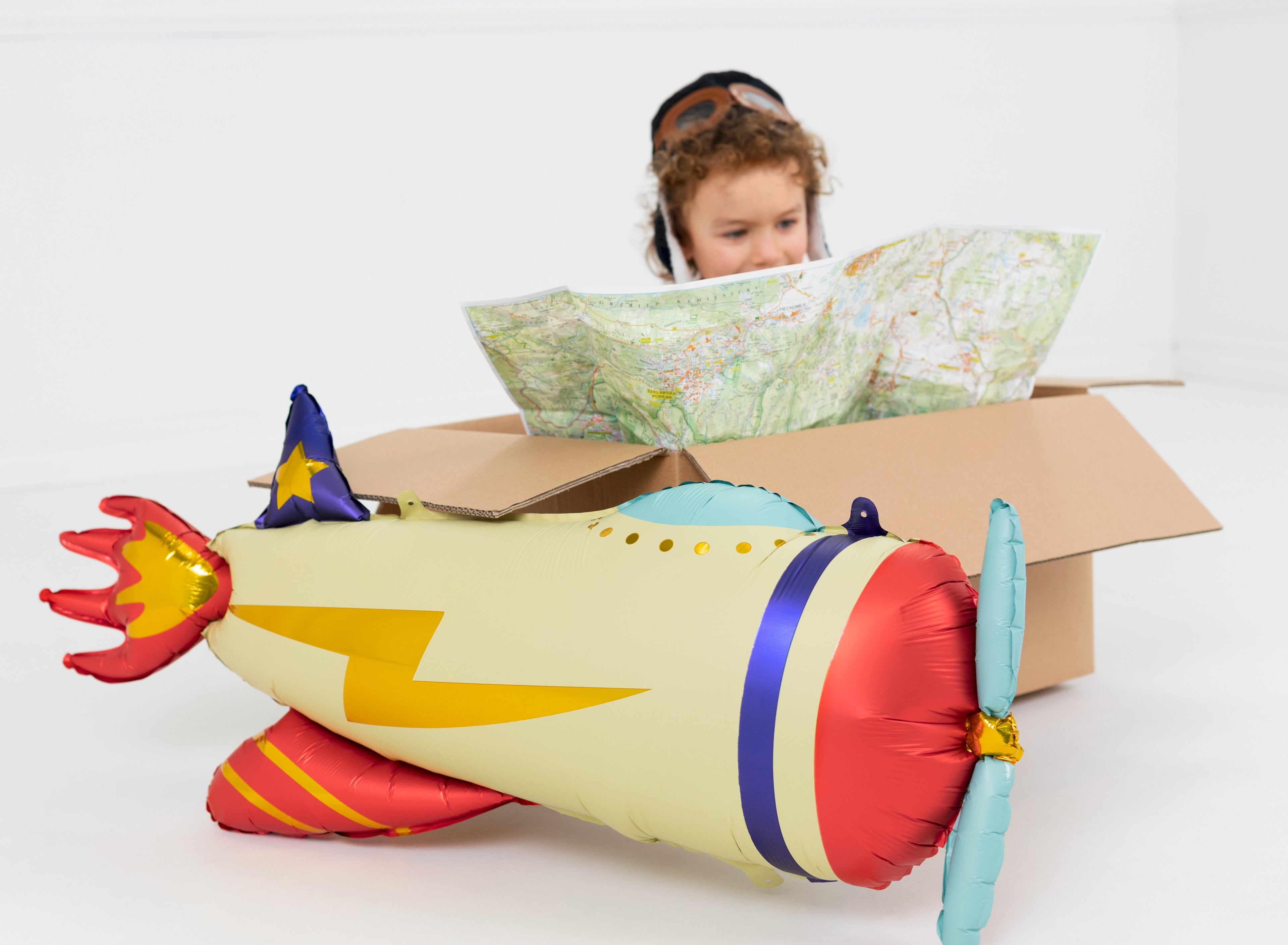 Flugzeug‑Folienballon – 91 × 39 cm | Matter Motivballon im Farbmix | Für Helium & Luft | Kindergeburtstag & Reise‑Mottoparty