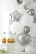 Sternförmige Folienballons Silber – 25er Set, 25 cm | Kleine silberne Sternballons für Geburtstag, Hochzeit, Babyshower & Partydeko