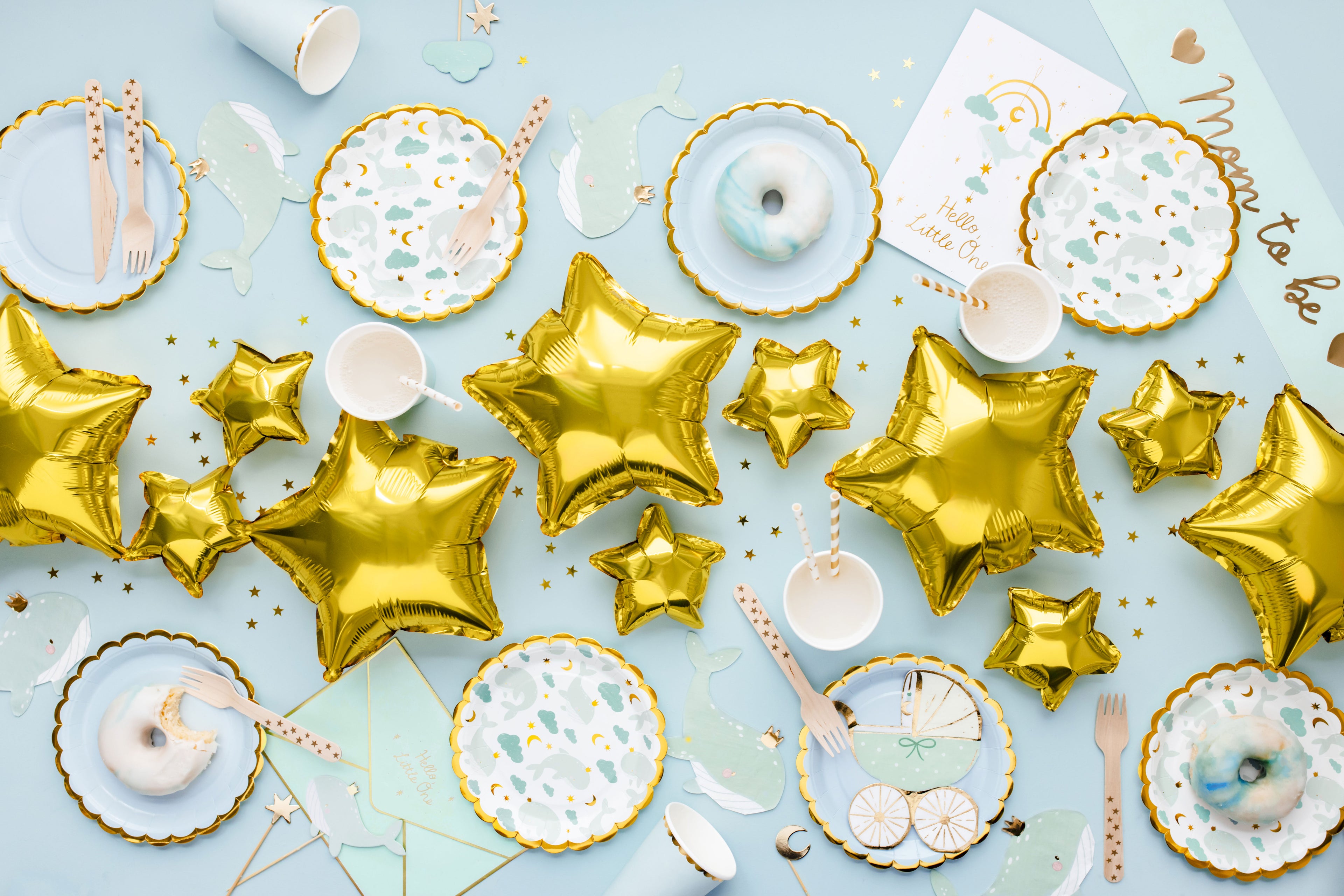 Sternförmige Folienballons Gold – 25er Set, 25 cm | Kleine goldene Sternballons für Babyshower, Geburtstag, Hochzeit & Partydeko
