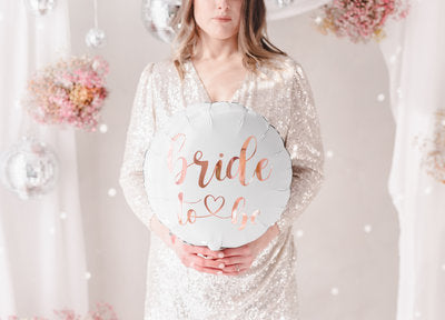 Folienballon „Bride to Be“ – Weiß & Roségold | 45 cm | JGA Deko, Bridal Shower Ballon, Helium , Luft geeignet