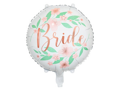 Folienballon „Bride to Be“ – Weiß mit roségoldenem Schriftzug | 45 cm (35 cm aufgeblasen) | Helium & Luft | JGA, Bridal Shower, Hochzeit