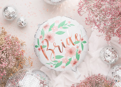 Folienballon „Bride to Be“ – Weiß mit roségoldenem Schriftzug | 45 cm (35 cm aufgeblasen) | Helium & Luft | JGA, Bridal Shower, Hochzeit