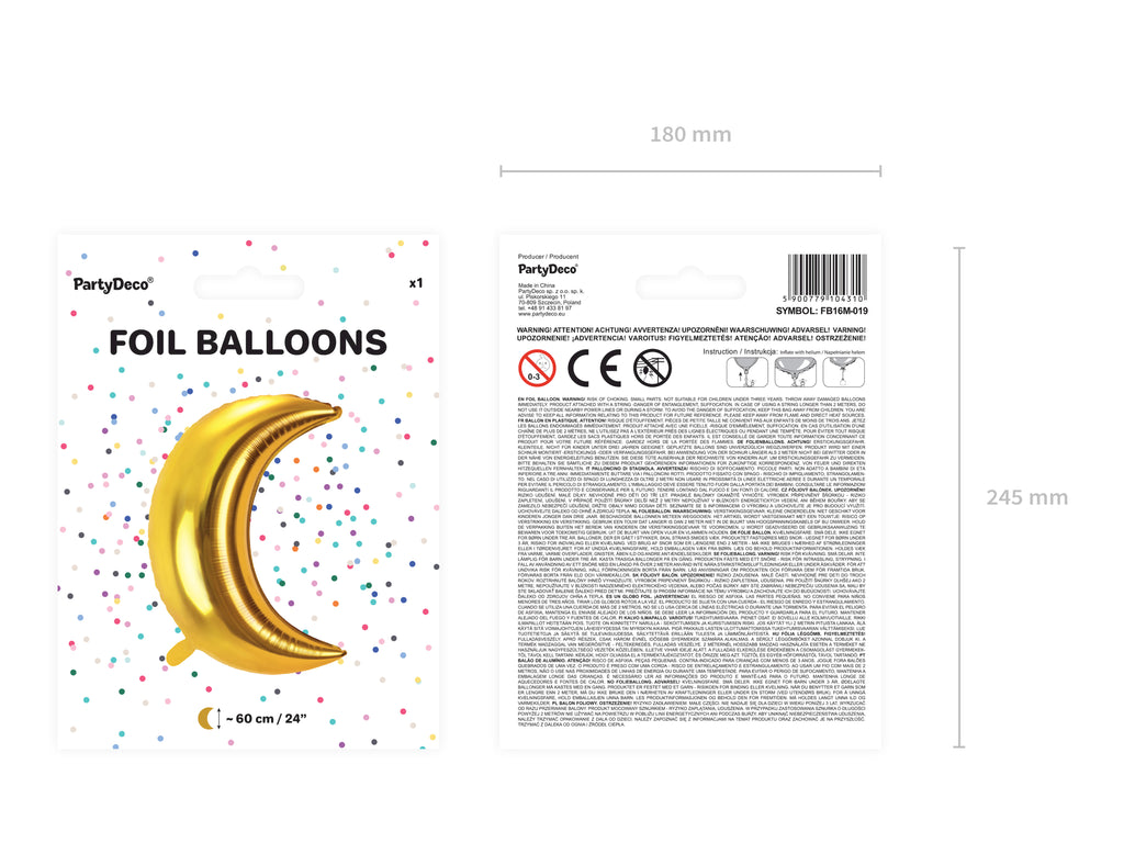 Mond‑Folienballon Gold – 60 cm | Crescent Moon Ballon für Hochzeit, Babyshower, Geburtstag & Fotohintergrund | Helium geeignet