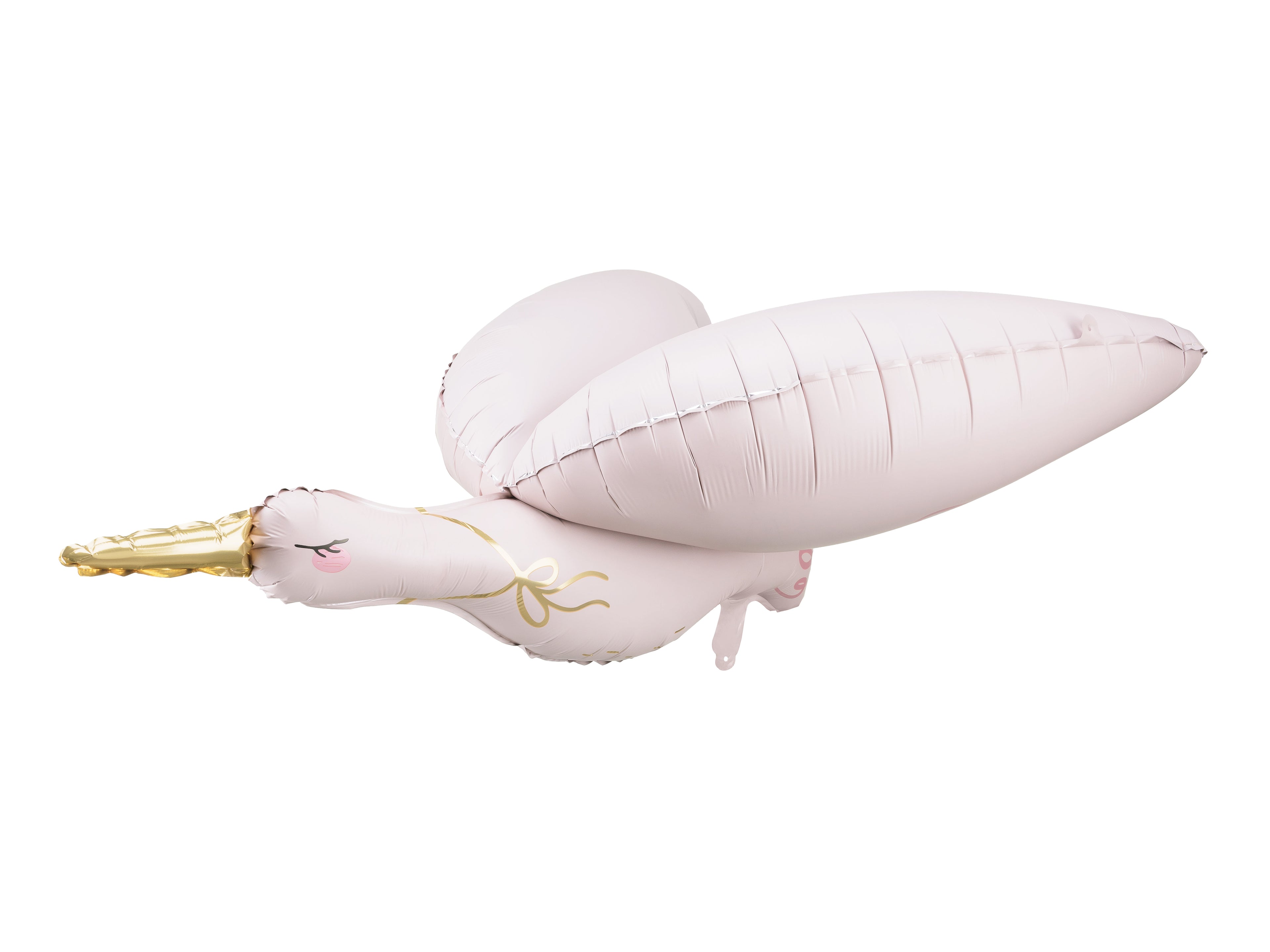 Storch-Folienballon, 103 x 60 cm, hellrosa Storch-Folienballon, hellrosa, Maße vor dem Aufblasen ca. 103 x 60 cm, Maße nach dem Aufblasen ca. 100 x 43 cm. Zum Aufblasen mit Luft oder Helium. Inklusive Strohhalm. 1 Packung / 1 Stück.