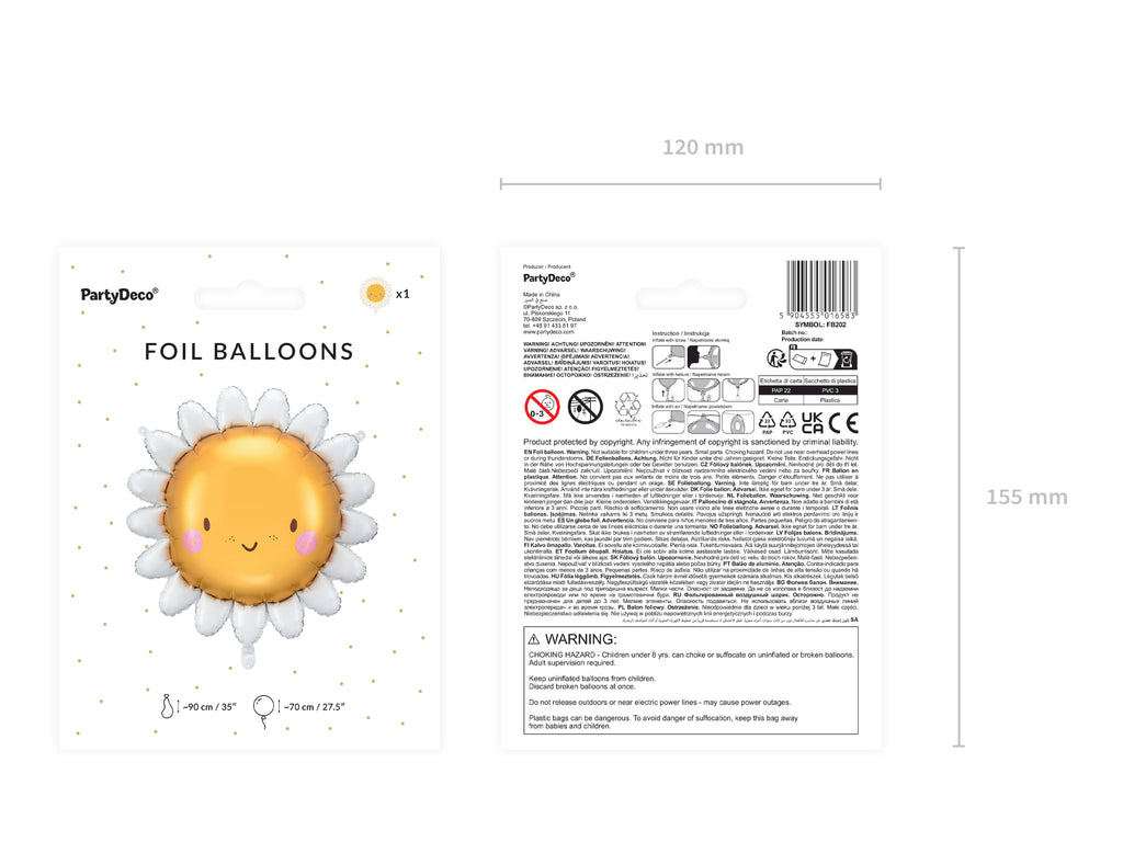Sonnen-Folienballon XXL 90 cm - glänzender Heliumballon in verschiedenen Farben, Sommerparty-, Geburtstag- und Festival-Deko