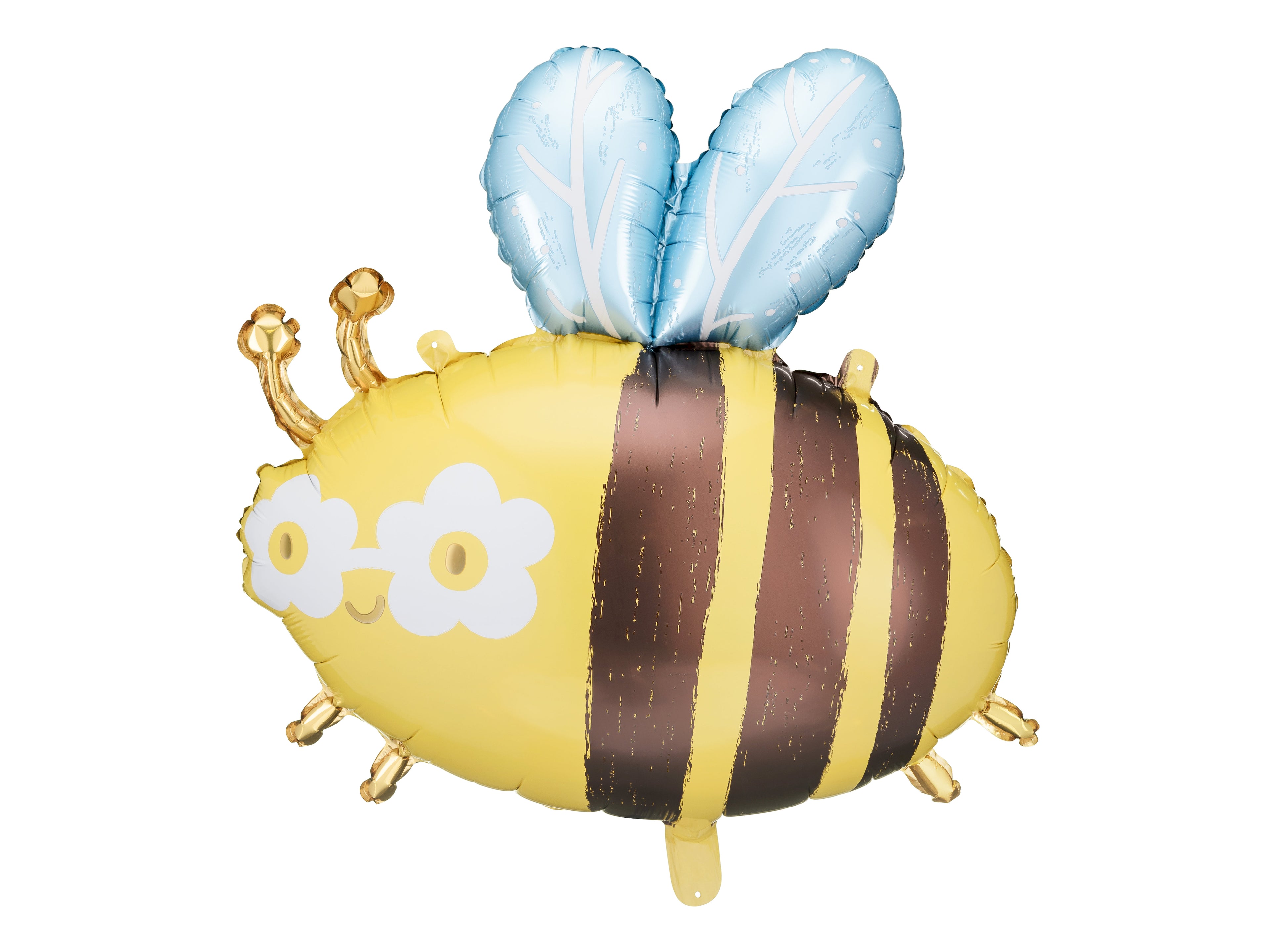 Bienen‑Folienballon – 63,5 × 72 cm (55 × 56 cm aufgeblasen) | Süßer Bee Ballon für Kindergeburtstag, Sommerfest & Gartenparty | Helium oder Luft, inkl. Strohhalm