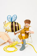 Bienen‑Folienballon – 63,5 × 72 cm (55 × 56 cm aufgeblasen) | Süßer Bee Ballon für Kindergeburtstag, Sommerfest & Gartenparty | Helium oder Luft, inkl. Strohhalm
