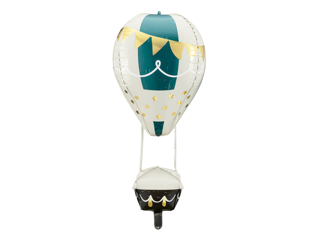 4D Folienballon Heißluftballon - 36 x 110 cm | Ballon-Deko für Babyshower, Geburtstag, Taufe & Kinderzimmer | Helium oder Luft