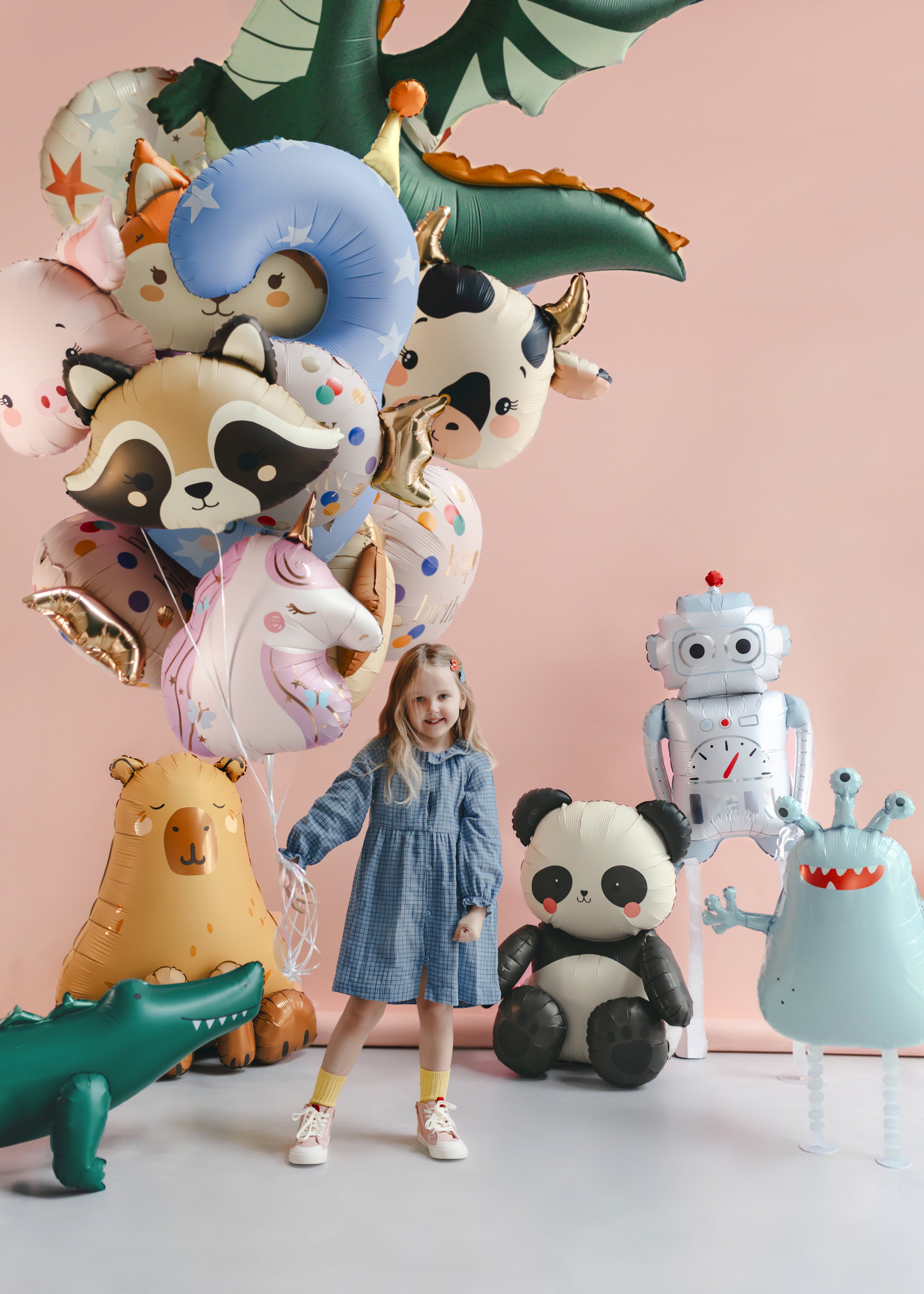 Panda‑Folienballon – 68 × 72 cm | Süßer Panda Ballon für Kindergeburtstag & Party | Luftfüllung, inkl. Strohhalm