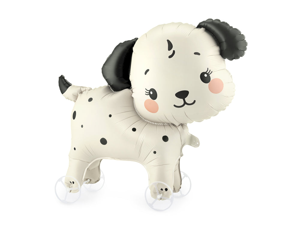Folienballon „Hund auf Rädern“ – 70 × 59 cm | Niedlicher Hundeballon für Kindergeburtstag & Tier‑Mottoparty | Luftfüllung, inkl. Strohhalm