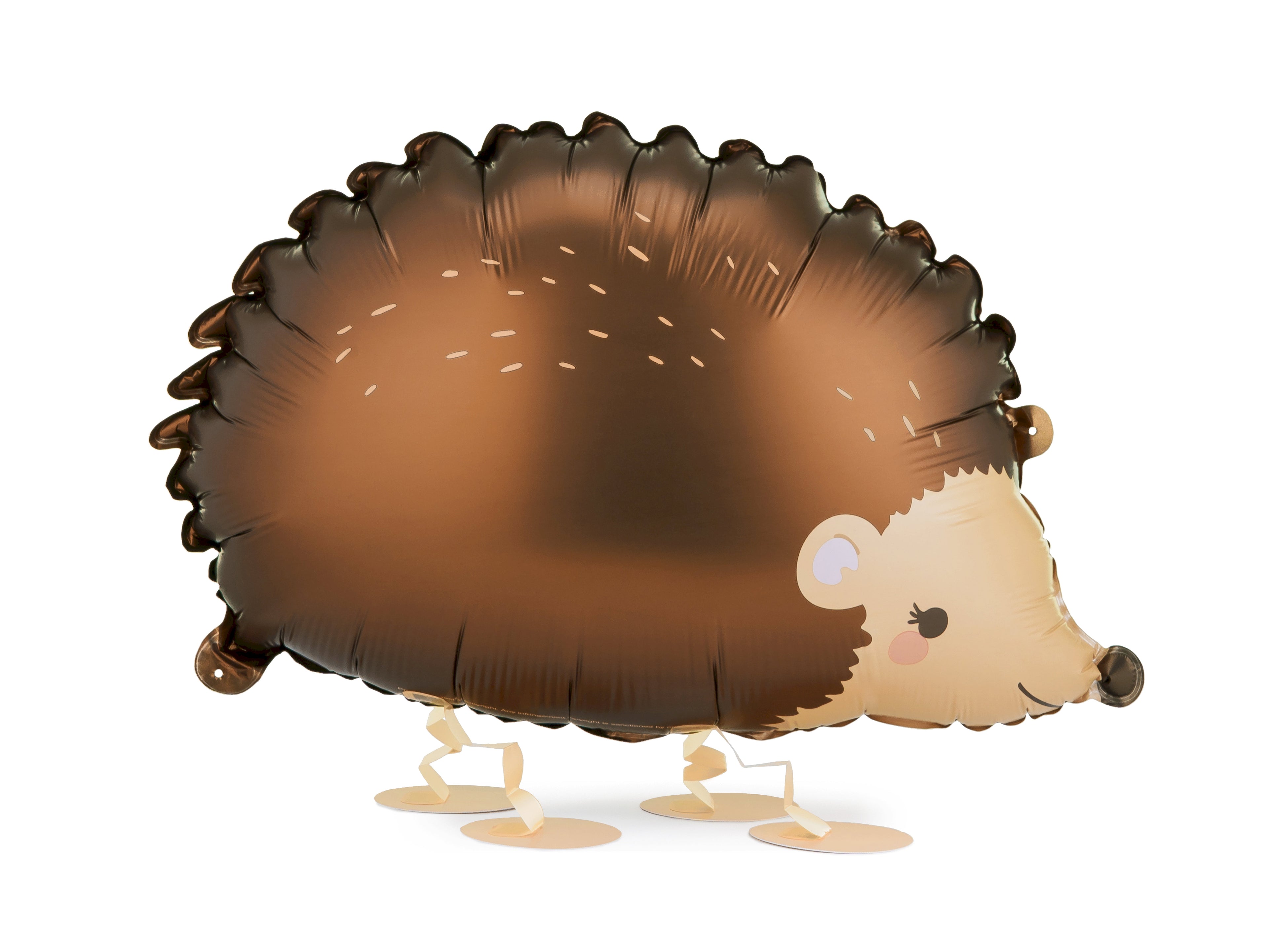 Igel‑Folienballon „Walking Hedgehog“ – 58 × 36 cm (aufgeblasen) | Helium‑Ballon in Braun, laufender Look | inkl. Strohhalm