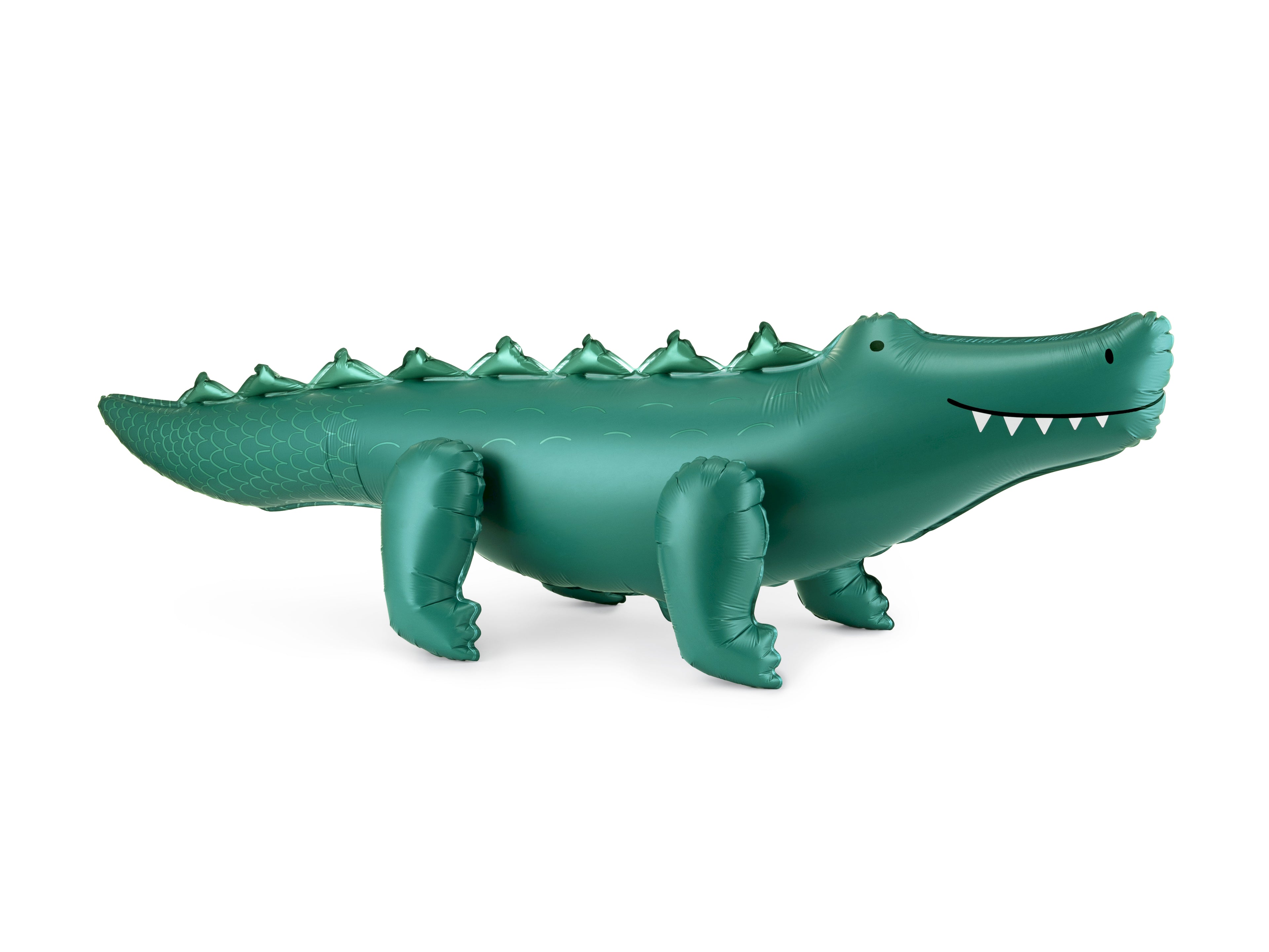 Krokodil‑Folienballon freistehend – 126 × 36 cm | Dunkelgrün | Luftfüllung, inkl. Strohhalm | Kindergeburtstag & Dschungel‑Party