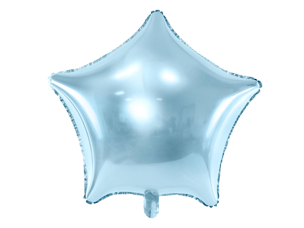 Sternförmiger Folienballon Hellblau – 48 cm | Metallic Sternballon für Babyshower, Taufe, Geburtstag & Partydeko