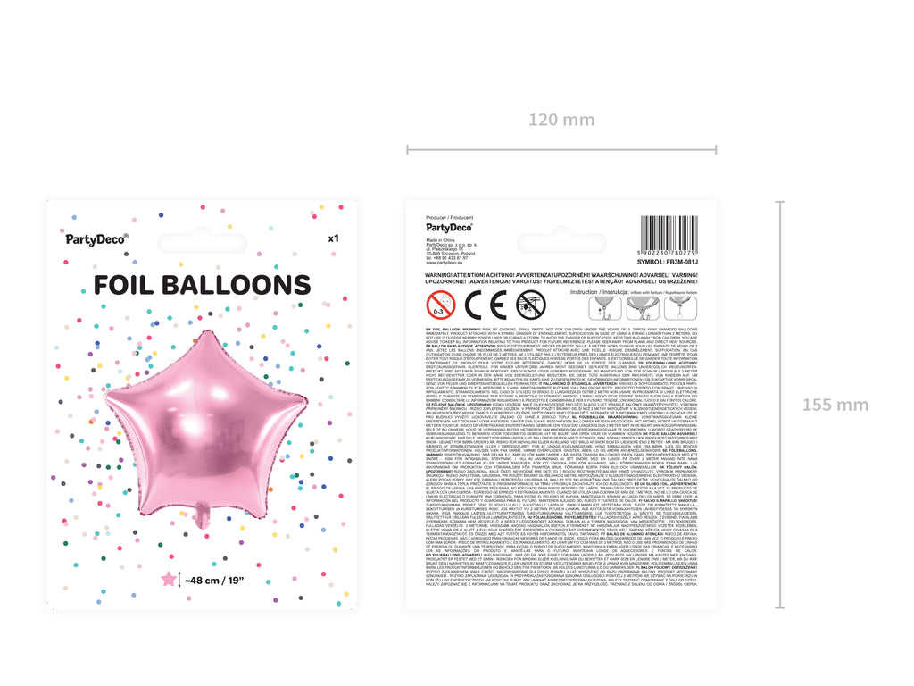 Star-shaped Foil Balloon Light Pink – 48 cm | Metallic Star Balloon for Birthday, Baby Shower & Party Decoration