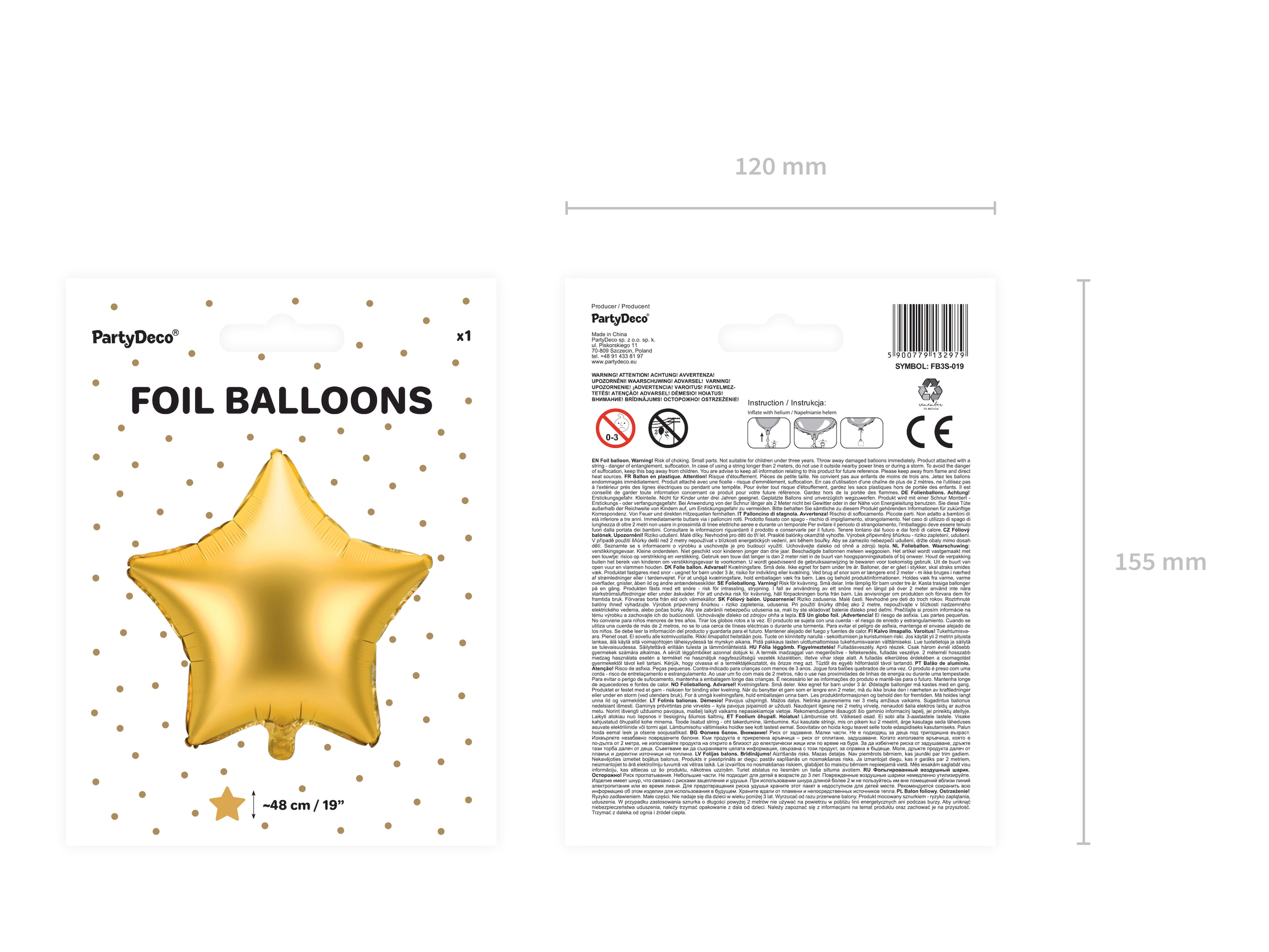 Sternförmiger Folienballon Gold - 48 cm | Goldener Sternballon für Geburtstag, Hochzeit, Babyshower, Weihnachten & Partydeko